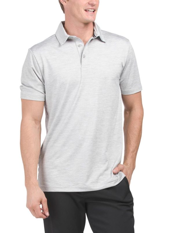 Men Heathered Performance Golf Polo | Golf