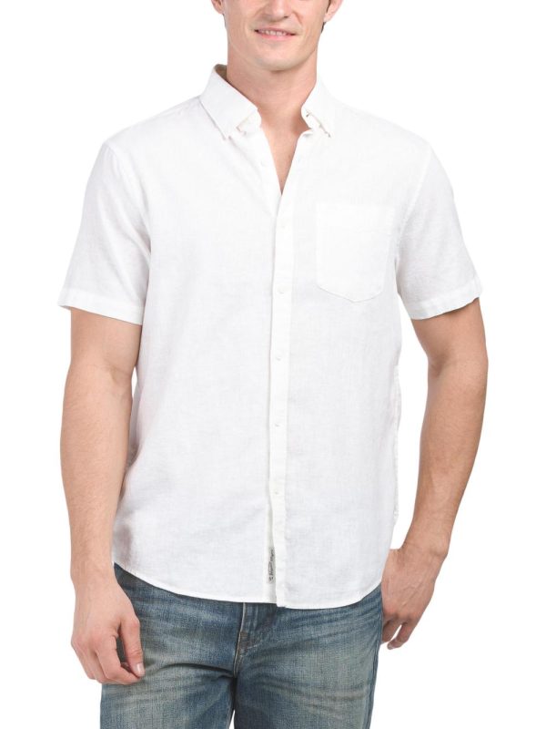 Men Linen Blend Stretch Woven Shirt | Shirts