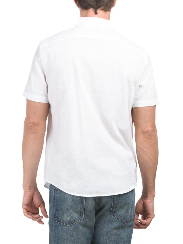 Men Linen Blend Stretch Woven Shirt | Shirts