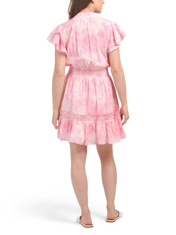 Women Flutter Sleeve Tie Dye Mini Dress | Dresses