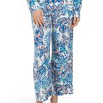 Women Linen Blend Cropped Wide Leg Pants | Pants