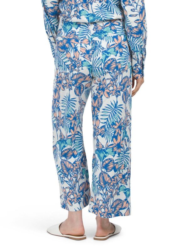 Women Linen Blend Cropped Wide Leg Pants | Pants