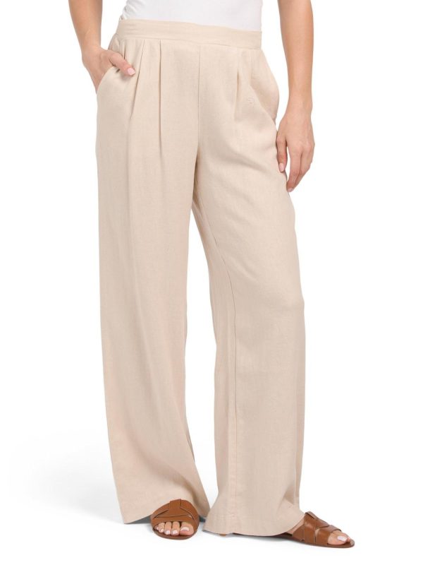 Women Linen Blend Wide Leg Pants | Pants