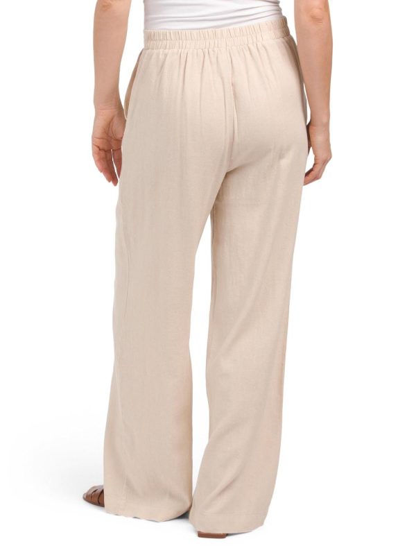 Women Linen Blend Wide Leg Pants | Pants