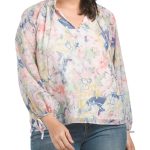 Women Plus Long Sleeve Printed Blouse | Tops
