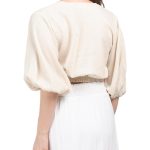 Women Linen Blend Twist Front Crop Top | Tops