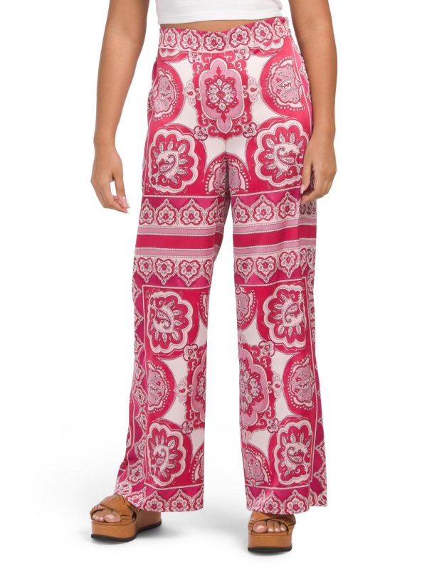 Women Long Sleeve Printed Satin Top And Mirrored And Placed Pants Collection | Matching Sets