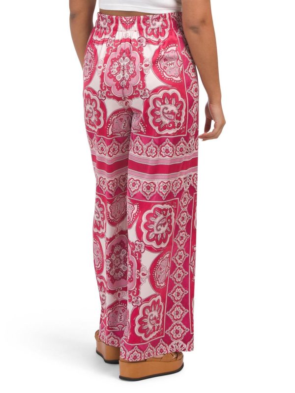 Women Long Sleeve Printed Satin Top And Mirrored And Placed Pants Collection | Matching Sets